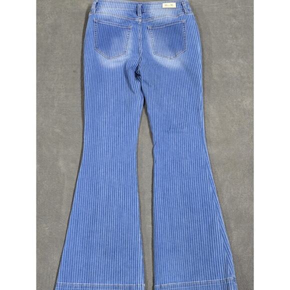 Miss Me Women's Blue Striped High-Rise Flare Hippie Boho Denim Jeans Size 31 - Picture 5 of 5
